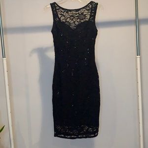 Black Sequence Lace Bodycon Dress